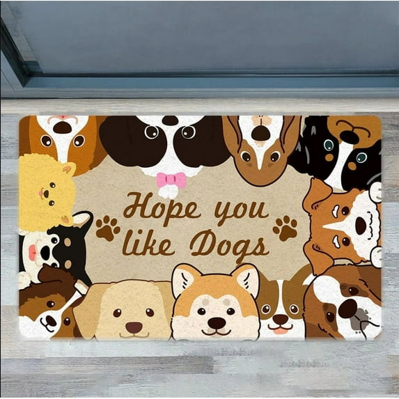 Welcome Mats for Front Door Hope You Like Doormat Indoor Outdoor Dog Paw Door Mats Entrance Floor Mat Funny Bathroom Rugs Non-Slip Resist Dirt Area Rugs Carpet for Home Kitchen Porch Decor 24" X 16"
