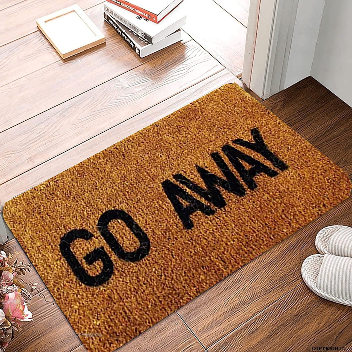 Greetings Rug Welcome Mats for Front Door Outdoor Entry Go Away Doormat Non Slip Mat ...