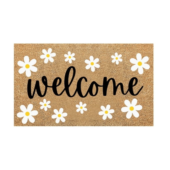 Welcome Mats for Front Door Welcome Theme Mat Welcome Daisy Front Door Mat Outside Entrance Personalized Home Decor 16x24IN Summer Door Mats Coir Door Mat Outside Door Mats for Home Entry Floor