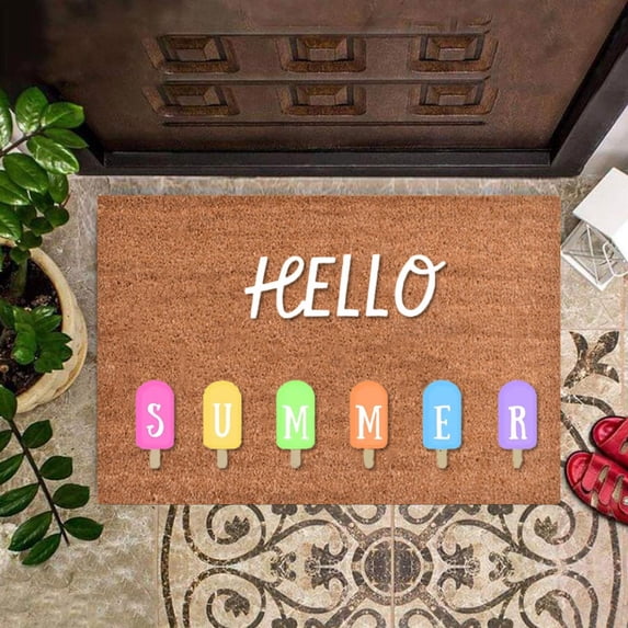 Welcome Mats On Sale Ice Cream Summer Natural Coir Fiber Anti-Slip Doormat Front Entry Greeting Backing Mat Gifts for Kitchen Home Outdoor Decoration Welcome Mats for Front Door 15.75"X23.62" G