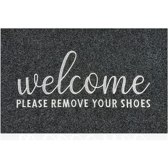 Welcome Mats for Front Door Outdoor Non Slip Shoes Doormat Super Absorb Mud Easy to Clean Door Mat Indoor Entry Mat Grey Decorations Mats 18"X 30"