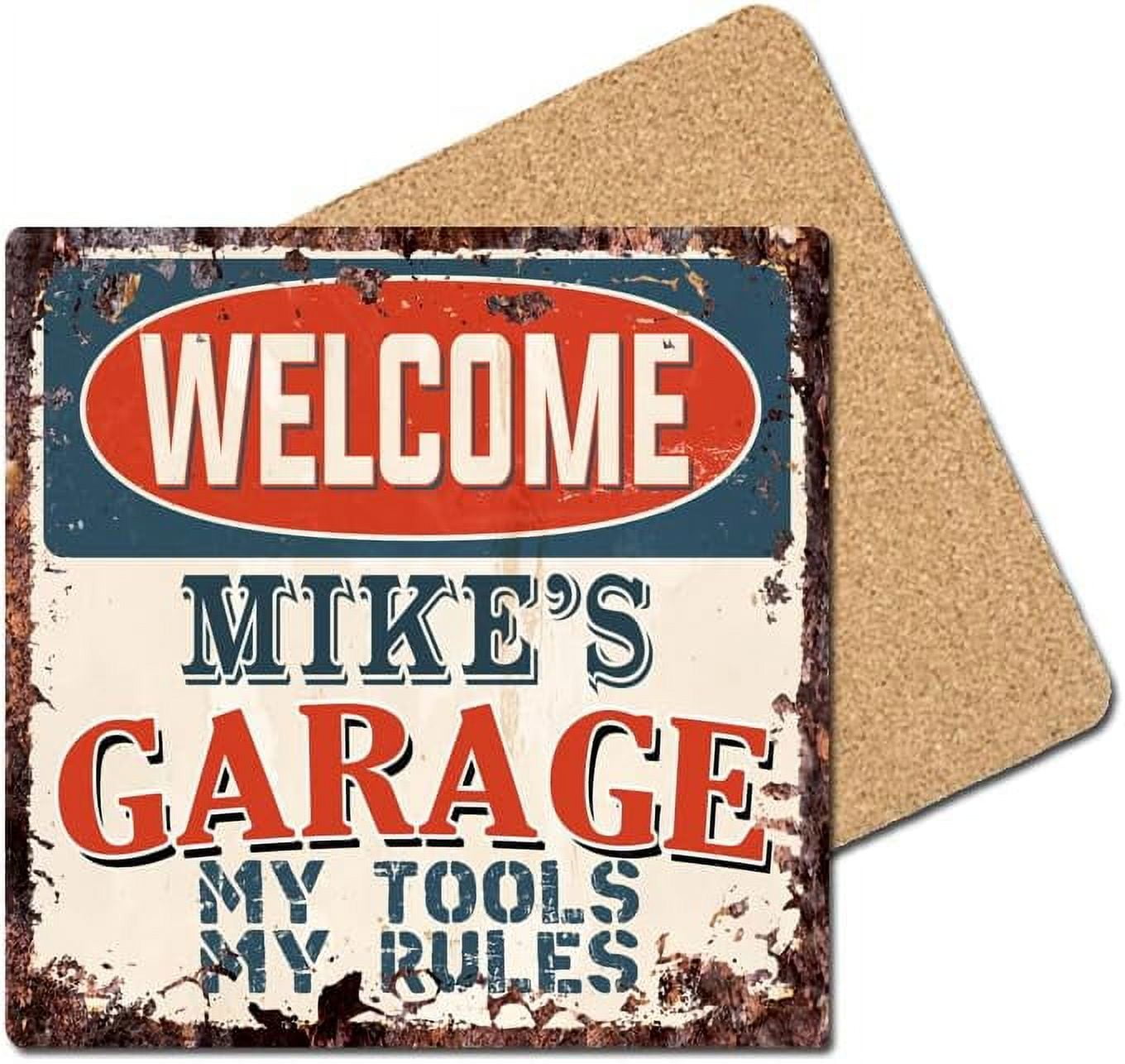 Mike's Garage 6 Of Set Coaster Rustic Vintage Kitchen Bar Pub