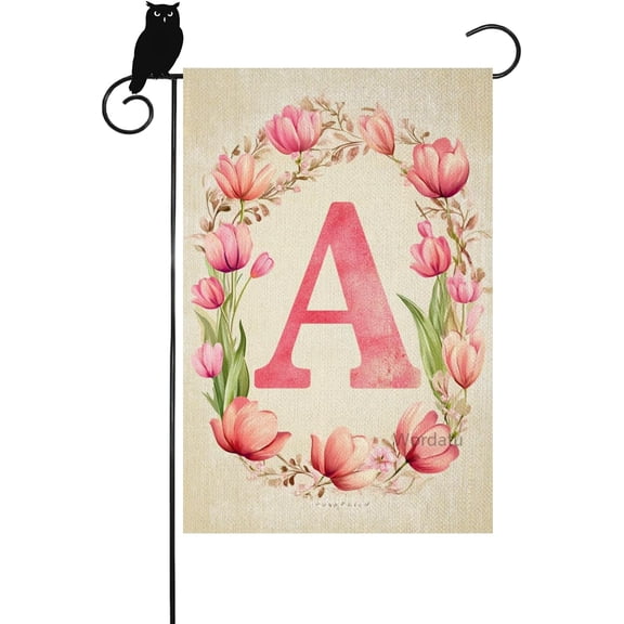 Welcome Monogram A Garden Flag Flower Initial Outdoor Flags Spring Summer Garden Flag 12x18 Inch Double Sided Family Last Name Yard Flag for Outside (6107)