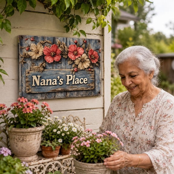 Welcome To Nana's Garden Sign, Small, Floral Home Decor, Wooden Plaque, Porch Display, Grandma Gift, Housewarming Present, Outdoor Wall, Sweet Sentiment, Charming Design, Weather Resistant, Loving