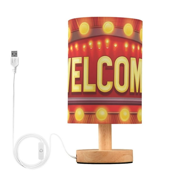 Welcome Neon Light Table Lamp with USB Port LED Warm Light Lamp Night Light Home Decor
