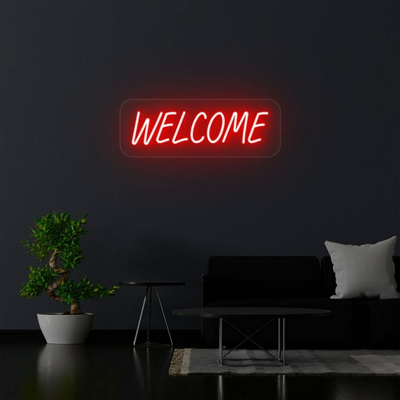 Welcome Neon Sign (orange, 14"(W)x5"(H))