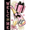 thumbnail image 1 of Welcome New Year 2025 Pink Gold Champagne Decorative Garden Flag, Celebration Gift Fireworks Yard Outside Decorations, Christmas Winter Burlap Outdoor Small Home Decor Double Sided 12.5x18, 1 of 6