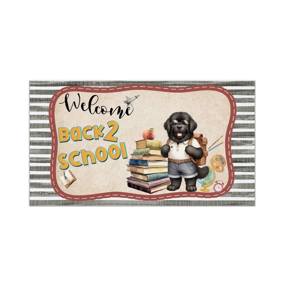 Welcome Newfoundland Back to School Vintage Retro Doormat Newfie Dog Lover Gifts Indoor Outdoor Welcome Mat - 02012