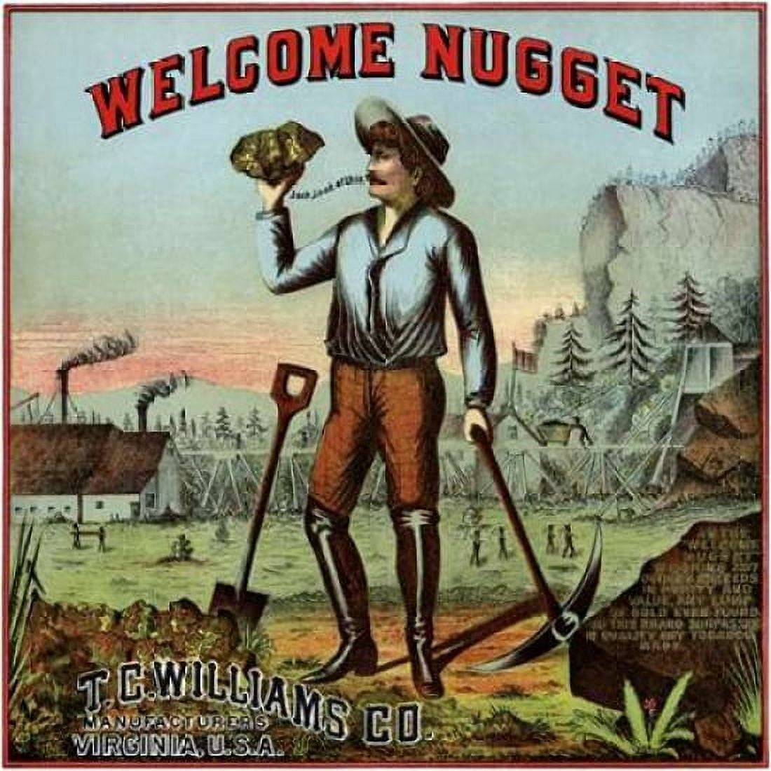 Welcome Nugget Tobacco Label Canvas Art - Unknown (24 x 24)