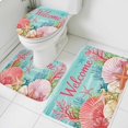 thumbnail image 1 of Welcome Ocean Seashell Bathroom Rugs Set Retro Nautical Shell Starfish Coral Seaweed Non Slip Absorbent Soft Bath Mats 3 Piece Set with Bathroom Rug, U-Shaped Floor Mat, Toilet Seat Cover Small Size, 1 of 9