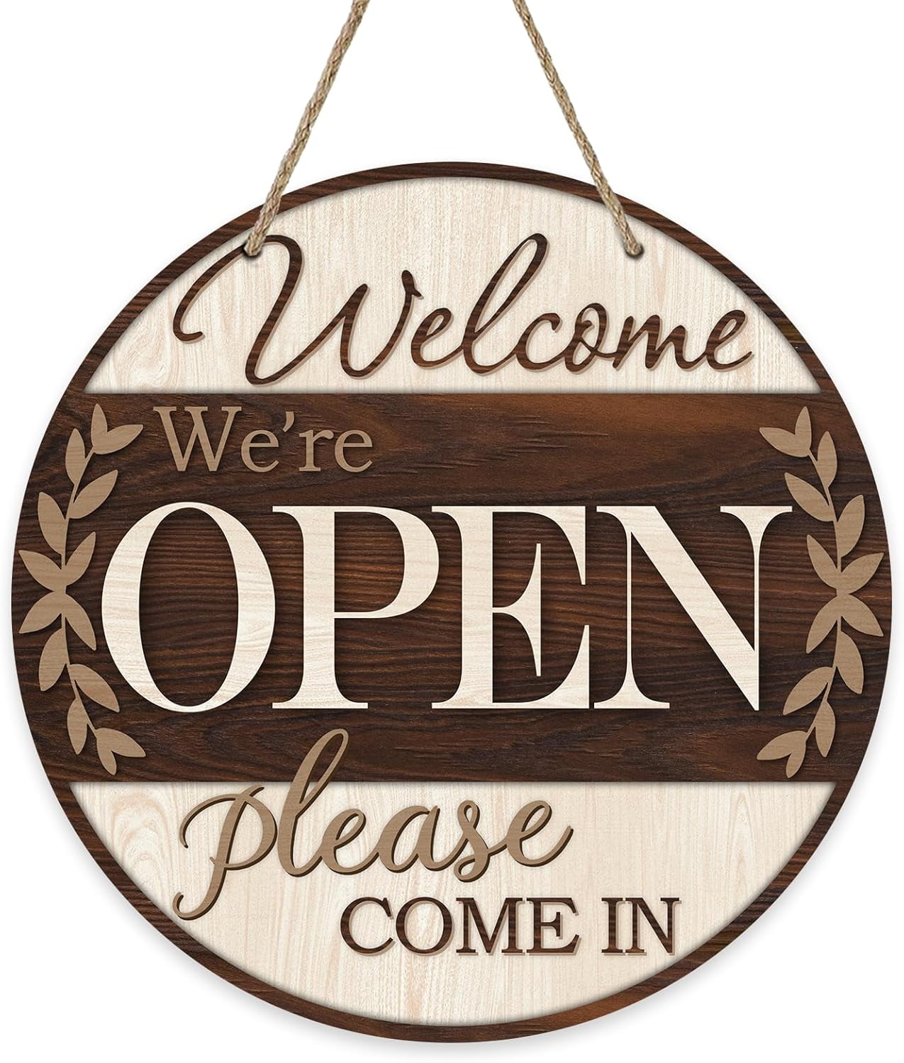 Welcome We're Open Please Come in Business Front Door Sign, Farmhouse Store  Wood Door Hanger Porch Home Decor, Rustic Wooden Wreath Indoor Office Wall  Hanging Decoration - Walmart Business Supplies, image size:1275x1500