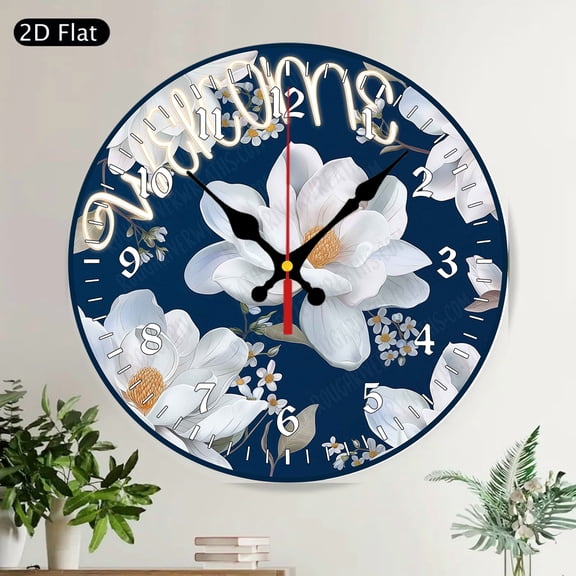 Welcome Orange Ladybug Round Wall Clock Silent Non-Ticking Rustic Farmhouse Decor