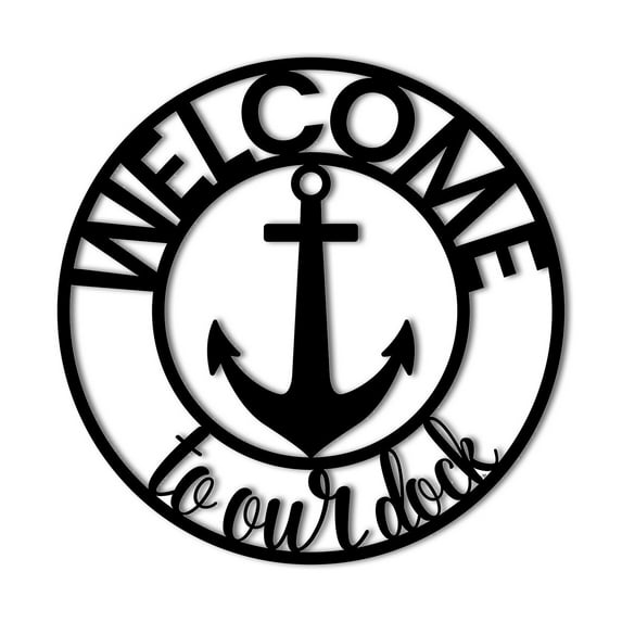 Welcome to Our Dock Metal Wall Sign - Metal Wall Art Decorative Accent Lake Home Ocean House Decor Sign - 3 Sizes / 13 Colors - Indoor Outdoor Gift Made in USA
