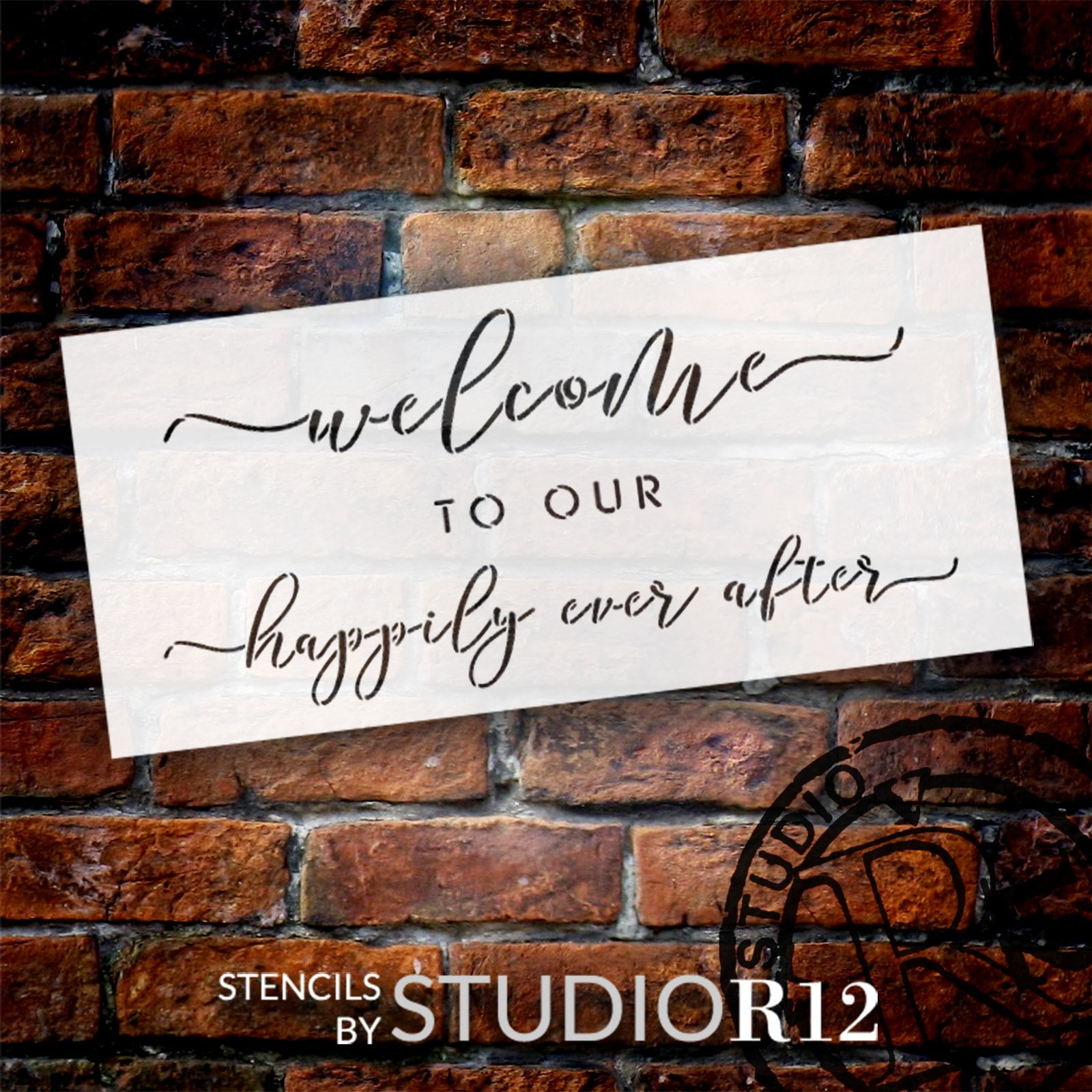 Welcome to Our Happily Ever After Stencil by StudioR12 Craft DIY Wedding & Love Home Decor Paint Wood Sign Reusable Mylar Template Select Size 24 inches x 11 inches - Walmart.com happily-ever-after-tag-madison-park-greetings