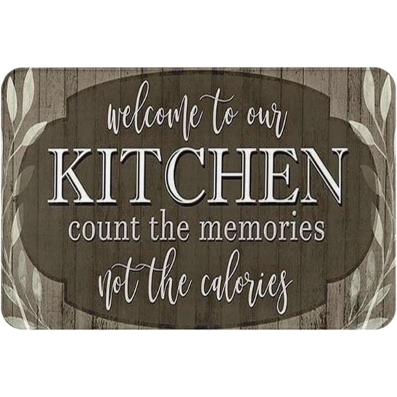Welcome to Our Kitchen Count The Memories Not The Calories Non-Slip Absorbent Resist Dirt Doormat Entrance Rug Inside Floor Mats for Home Bedroom Kitchen Front Porch 16"×24"