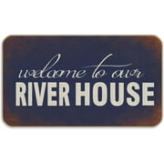 Welcome to Our River House Decorative Family Welcome River House Porch Vintage Rust Door Mat, Home Porch Decor Doormat, River House Porch Entrance Rug for Bedroom, Housewarming Gift 24"x16"