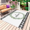 thumbnail image 1 of Welcome Outdoor Rug 5x7 Ft, Non Slip Washable Area Rug, Spring Summer Green Leaves Rings Rustic Checkered Patio Rugs Carpet Runner, Large Floor Mat for Indoor/Outdoor Deck Porch Camping, 1 of 8