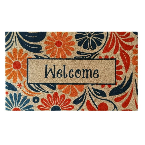 First Concept Inc Indoor/Outdoor Welcome PVC Backed Coir Bleached Door mat