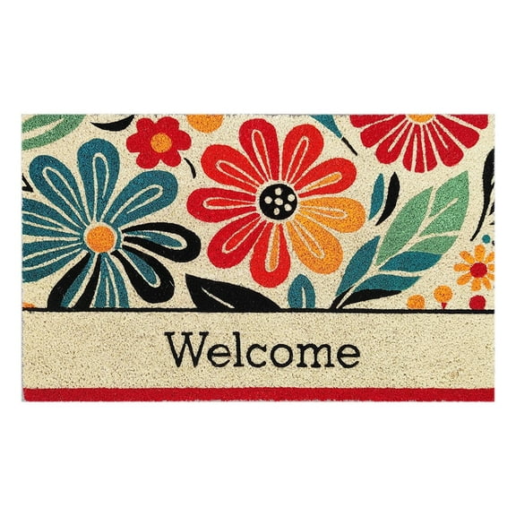 First Concept Inc Indoor Outdoor Welcome PVC Backed Coir Mat Bleach Printed Doormat