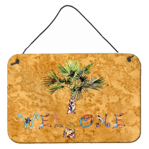 Welcome Palm Tree on Gold Wall or Door Hanging Prints