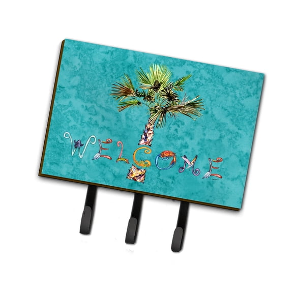 Welcome Palm Tree on Teal Leash or Key Holder