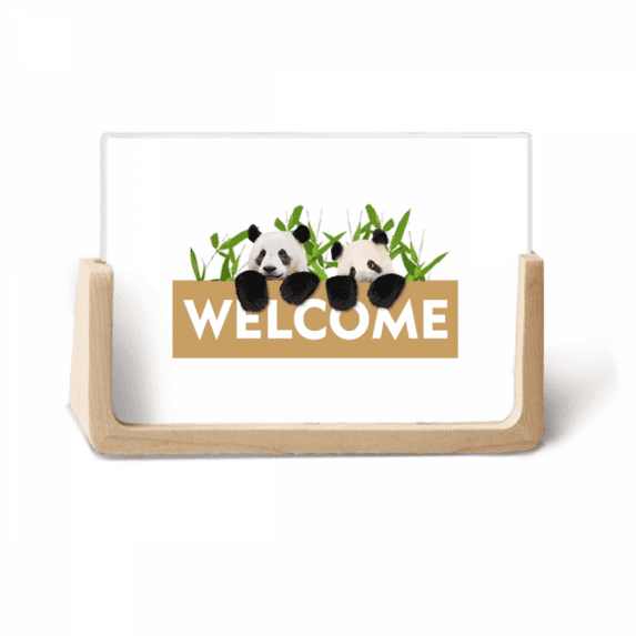 Welcome Panda Host Show Art Deco Fashion Photo Wooden Photo Frame Tabletop Display