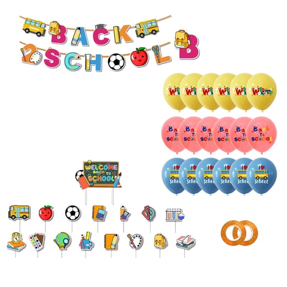 Welcome Party Decorations Opening SeasonRuler School Bus Cake Topper Set Party Supplies