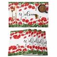 thumbnail image 1 of Welcome Pastoral Flowers Placemats Set of 12, Red Flower Bee Green Leaf Non-Slip Place Mats Washable Table Mats for Kitchen Dining Table Decorations Indoor/Outdoor, 1 of 9