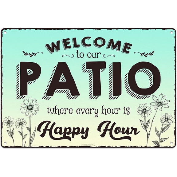 Welcome to our Patio Sign Rustic Porch Metal Signs Retro Wall Art Decor for Home Patio Porch Front Door Farmhouse Garden Deck 12x8 Inch Aluminium Hanging Plaque