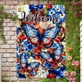 thumbnail image 1 of Welcome Patriotic Butterfly Metal Sign 12x8 Inch with Red White & Blue Butterflies, Stars & Stripes, Festive Florals Outdoor Decor for 4th of July, Memorial Day Wall Decor For Bar Garage Man Cave Cafe, 1 of 8