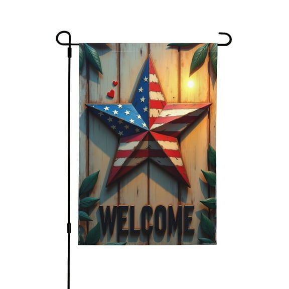 Welcome Patriotic Star Garden Flag 12x18 Inch Double Sided American Flag Yard Flag Outdoor Decor For House Patio Lawn And Porch.