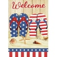 thumbnail image 1 of Welcome Patriotic Stars and Stripes Floral Flip Flops Decoration Summer Beach Seaside Independence Day Garden Flag Holiday Outdoor Yard Flag 12" x 18", 1 of 6