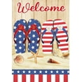 thumbnail image 1 of Welcome Patriotic Stars and Stripes Floral Flip Flops Decoration Summer Beach Seaside Independence Day House Flag Holiday Outdoor Yard Flag 28" x 40", 1 of 6