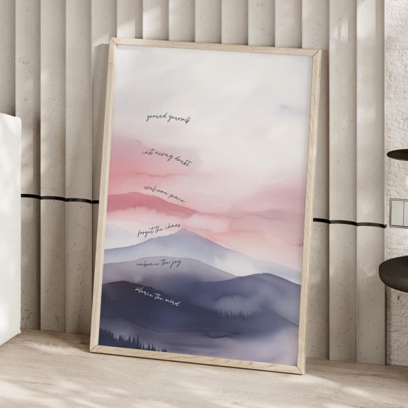 Welcome Peace Abstract Wall Art, Calm Wellness Decor, Unframed Paper Print Size 12x18