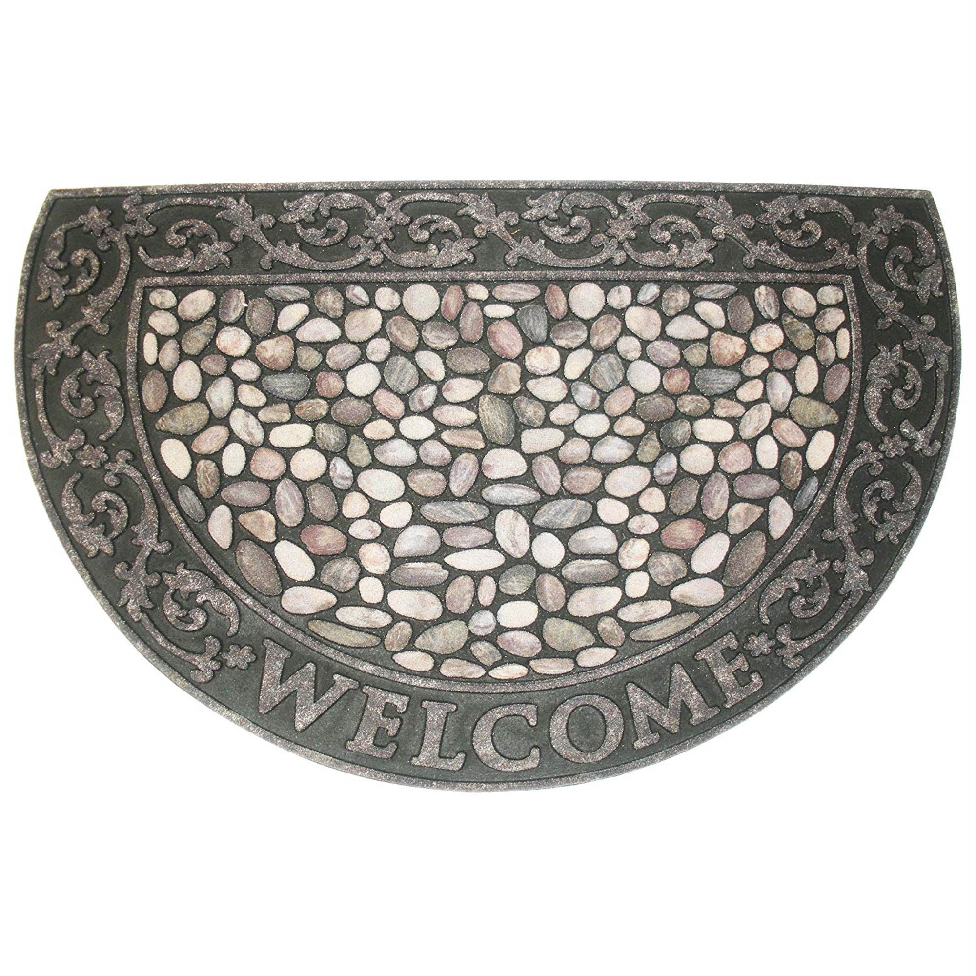 Pebble Print Half Round Rubber Outdoor Welcome Doormat
