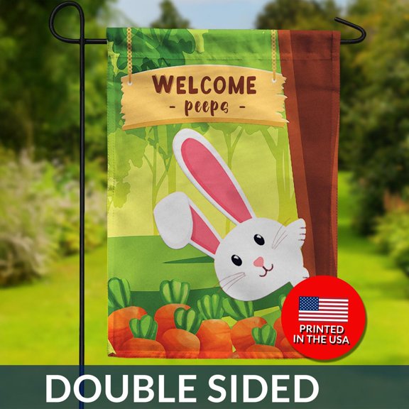 Welcome Peeps Bunny Garden Flag Double Sided Easter Decor