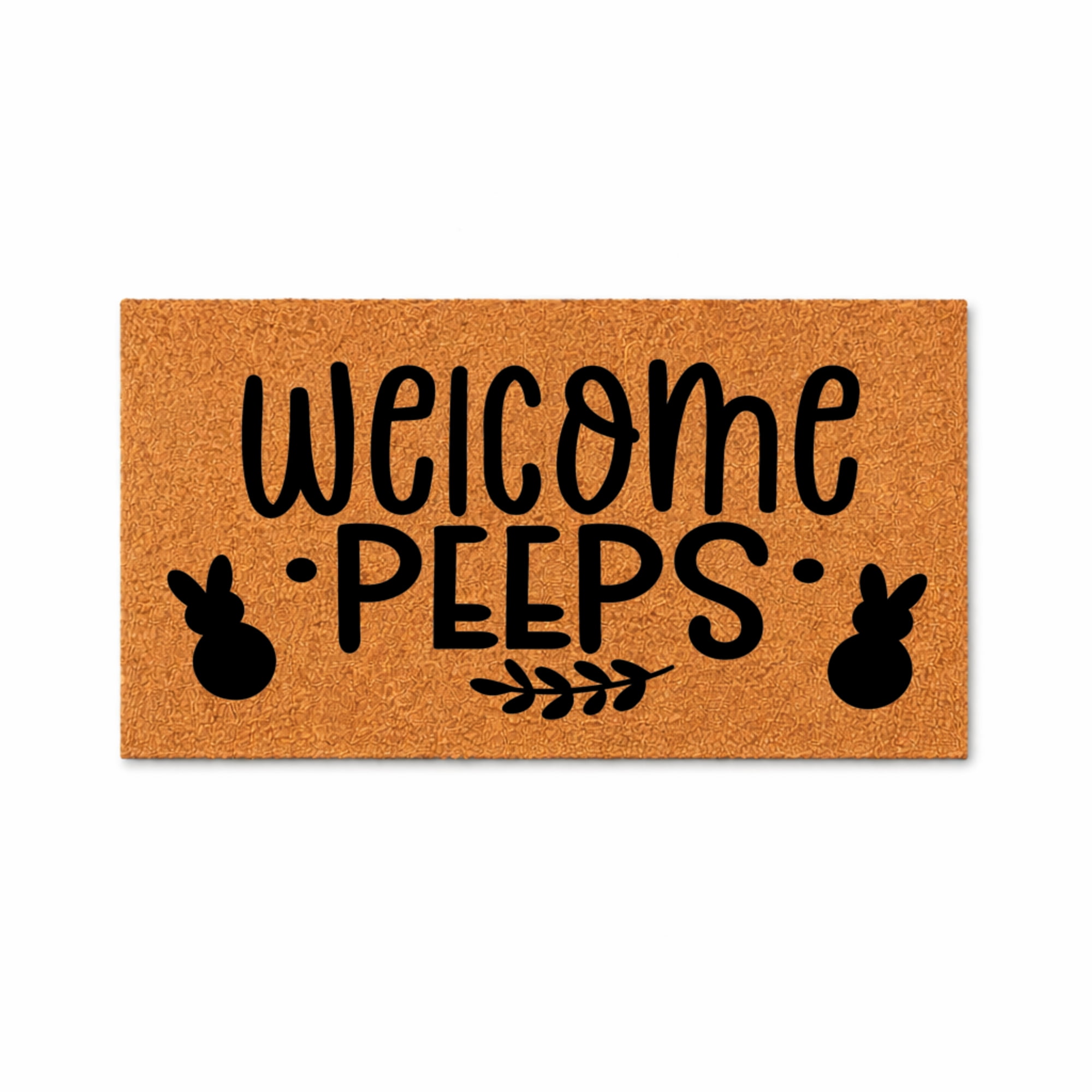 Welcome Peeps, Bunny Silhouettes, Decorative Arrow - Brown Coir PVC Outdoor Doormat (24x48 inches) 1902