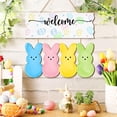 thumbnail image 1 of Welcome Peeps Easter Door Sign, Happy Easter Eggs Bunny Rabbit Door Hanger Decorations, Wooden Wreath Spring Hanging Signs for Home Wall Window Yard Farmhouse Indoor Outdoor Decor, 1 of 7