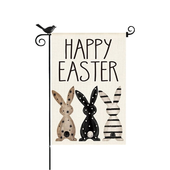 Welcome Peeps Easter Garden Flag for Outdoor Spring Cute Bunny Egg Pattern Double Sided Yard Banner Holiday Welcome Rabbit Flags Waterproof Seasonal Home Hare Decor for Porch Lawn