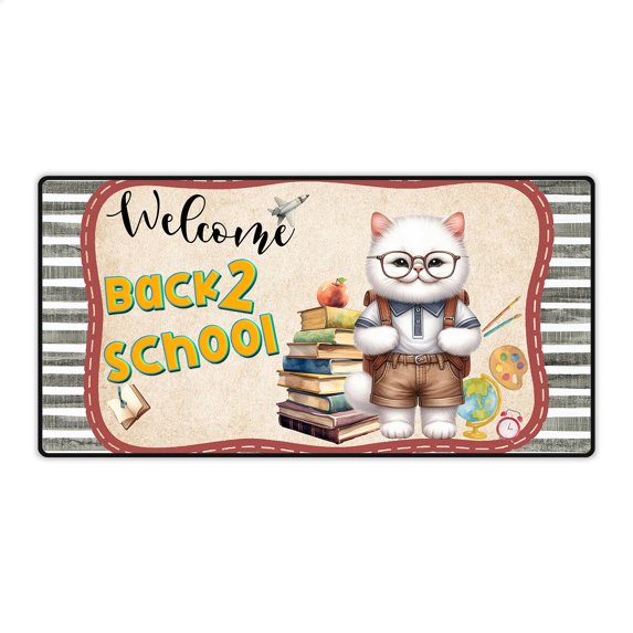 Welcome Persian Back to School Vintage Retro Desk Mat Full Keyboard Mouse Pad Cat Lover Kitten Owner Gifts Large Mousepad - 02012