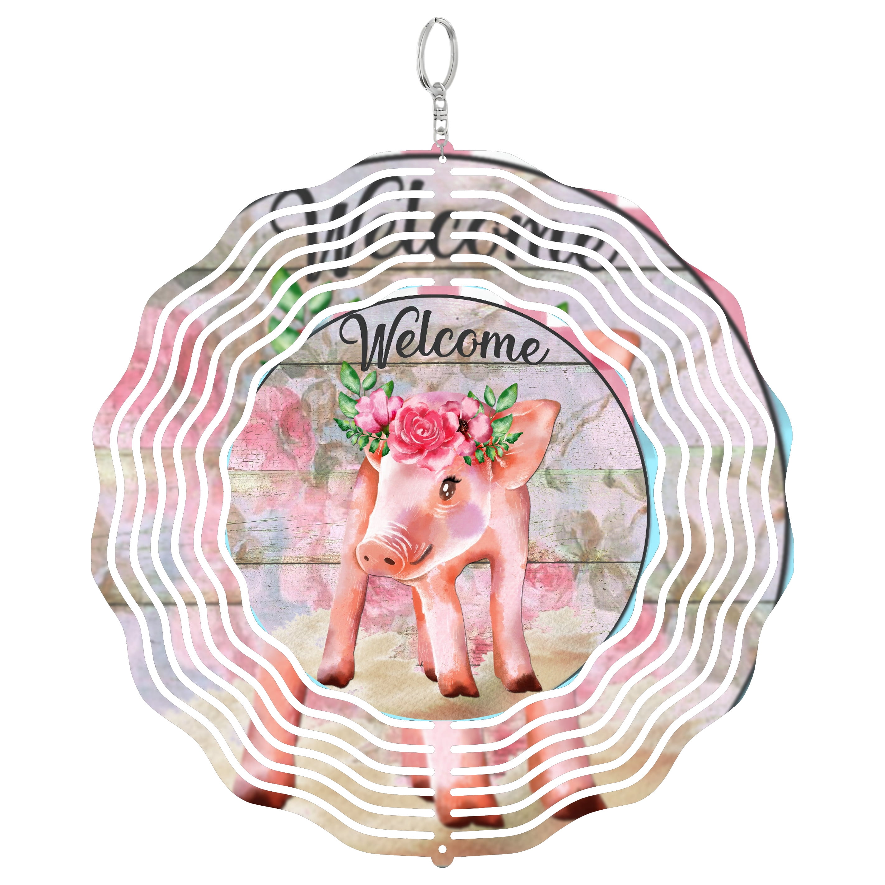 Welcome Pig Spring Summer Farmhouse 3D Wind Spinner Stainless Steel ...
