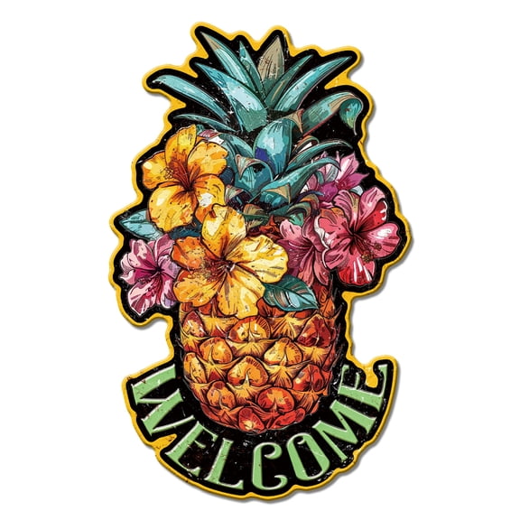 Welcome Pineapple Vintage Metal Tin Sign Retro Welcome Plaque Poster Metal Wall Decorative Tin Signs for Home Kitchen Cafes Bars Farmhouse