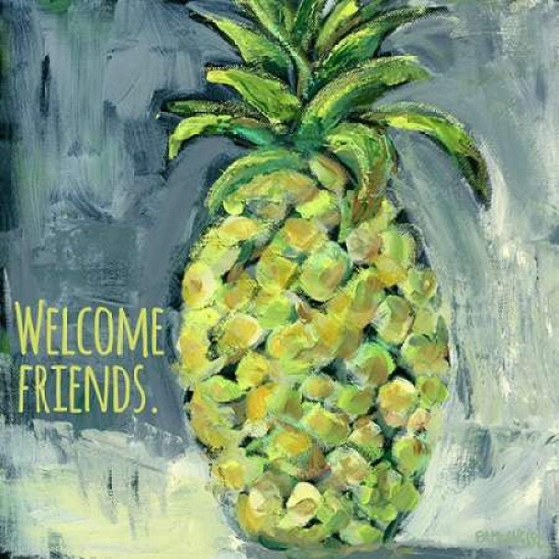 Welcome Pineapple Welcome Friends Canvas Art - Pamela J Wingard (24 x 24)
