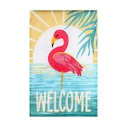 Welcome Pink Flamingo Yard Flag 11.5in x 18in