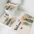 thumbnail image 1 of Welcome Pink Tulip Flower Bathroom Rugs Set Glass Bottles Butterfly Non Slip Absorbent Soft Bath Mats 3 Piece Set with Bathroom Rug, U-Shaped Floor Mat, Toilet Seat Cover Large Size, 1 of 9