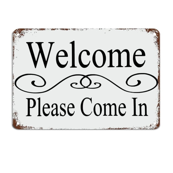 Welcome Please Come in Closed for Lunch Metal Sign with Funny Quotes Metal Tin Sign Motivational Wall Art Rustic Wall Decorations Size: 8 x 12 inch