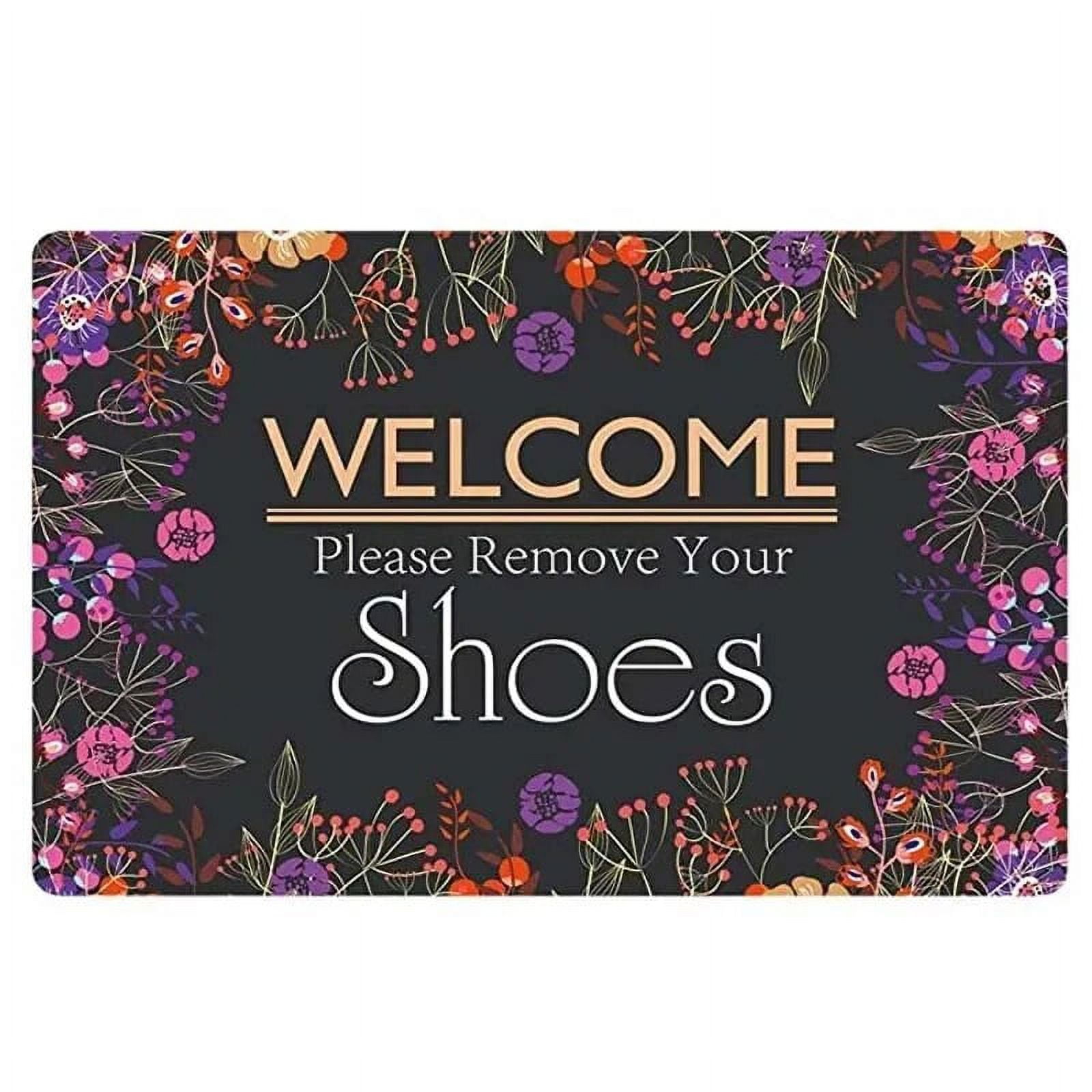 Welcome Please Remove Your Shoes Door Mat Entrance Doormat Front Door Rug Outdoor Heavy Duty Floor Mats Non Slip Flannel Back
