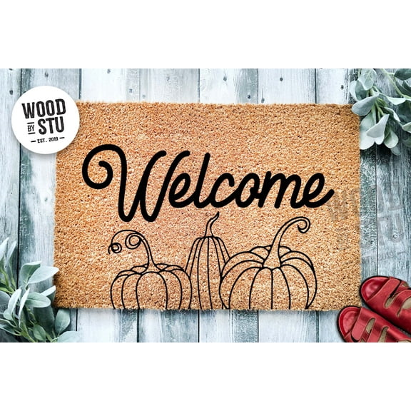 Welcome Pumpkin Door Mat | Fall Doormat | Welcome Mat | Cute Pumpkin Fall Door Mat | Fall Autumn Decor Gift | Home Doormat