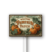 Welcome To Pumpkin Patch Sign With Metal Stake Fall Pumpkin Autumn Thanksgiving Harvest Neighborhood Farm Lawn Prop Porch Decorations,Street Outdoor Aluminium D cor 12"x8"