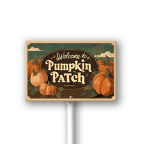 Welcome To Pumpkin Patch Sign With Metal Stake Fall Pumpkin Autumn Thanksgiving Harvest Neighborhood Farm Lawn Prop Porch Decorations,Street Outdoor Aluminium Décor 12"x8"